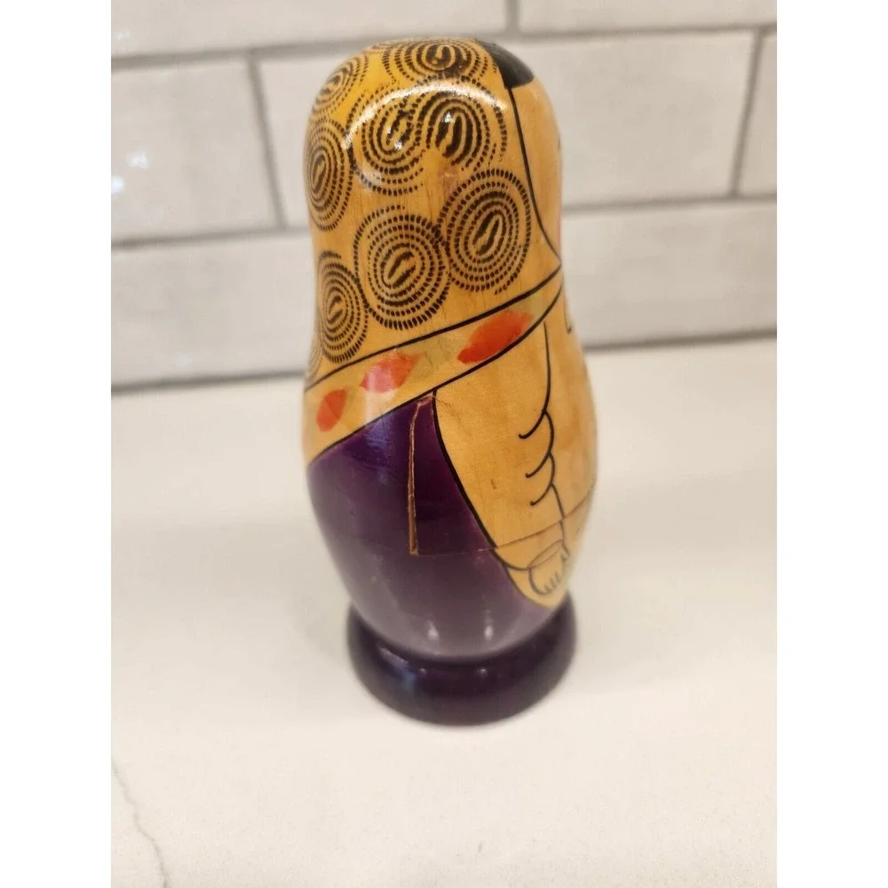 Vintage USSR Russian wooden nesting Doll 5 dolls set.‎